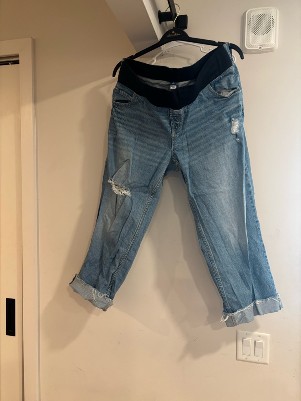 Old Navy Light Blue Distressed Maternity Boot Cut Jeans